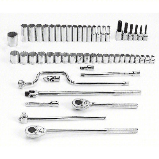 Proto J54218 Socket Wrench Set 1/2 in Drive Size, 54 Pieces, 10 mm to 36 mm Socket Size Range, Chrome - KVM Tools Inc.KV5C905
