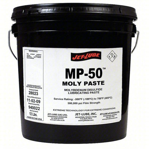 Jet-Lube 28023 Moly Paste MP-50, 1 gal, Pail, NLGI 2.5, Clay Thickener - KVM Tools Inc.KV5CHT6