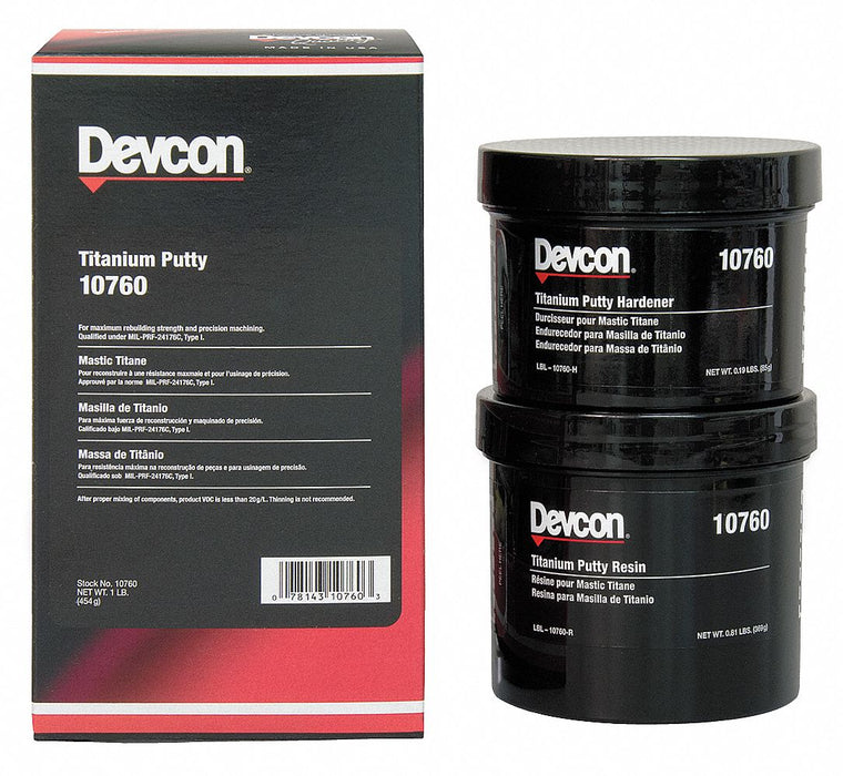 Devcon 10760 Putty, Titanium, Metal Repair, 16 oz Container Size, Can, Gray, Epoxy