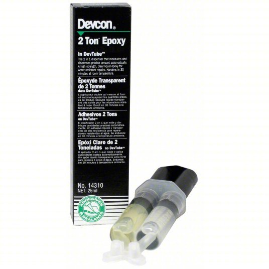 Devcon 14310 Epoxy Adhesive 2 Ton Epoxy, Ambient Cured, 25 mL, Syringe, Clear, Thick Liquid - KVM Tools Inc.KV5E157