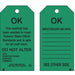 Brady 86452 Tag Inspection, 3 in Wd, 5 3/4 in Ht, Black on Green, Rectangle, Heavy Duty Polyester, 10 PK - KVM Tools Inc.KV5ENZ9