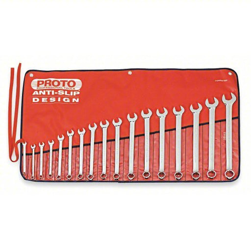 Proto J1200RM - T500 Combination Wrench Set Alloy Steel, Chrome, 17 Tools, 7 mm to 24 mm Range of Head Sizes - KVM Tools Inc.KV449P03