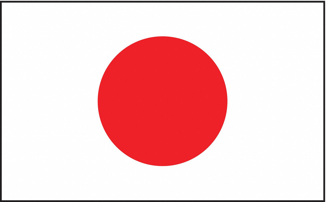Annin Flagmakers 194307 Nyl-Glo Japan Country Flag, 3 ft x 5 ft, 200 Denier Nylon, Screen Printed, Header and Grommets, Indoor/Outdoor