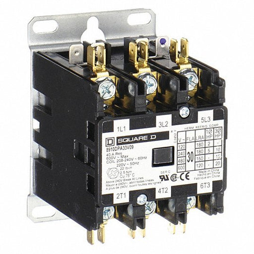 Square D 8910DPA33V09 Definite Purpose Magnetic Contactor 3 Poles, 208 - 240V AC, 30 A, Non - Reversing - KVM Tools Inc.KV5KAK3