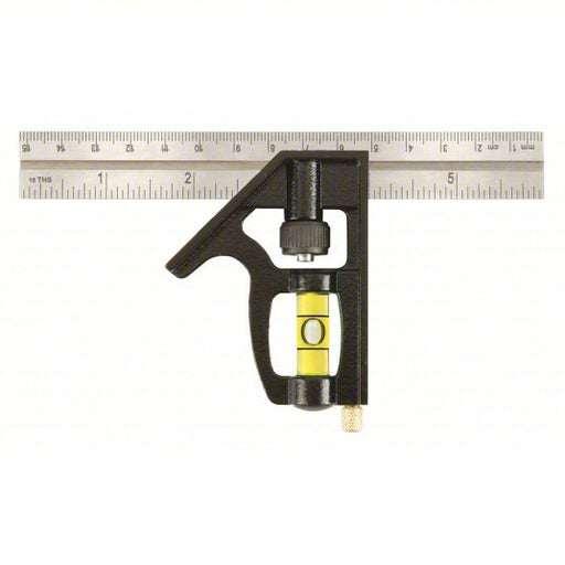 Johnson 406EM Combination Square Inch/Metric, Stainless Steel, 3 1/2 in, 6 in x 0.85 in, Cast Zinc - KVM Tools Inc.KV5LC23
