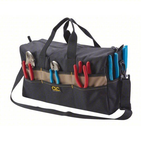 CLC 1113 Tool Bag 18 in W x 7 in D x 9 in H, Black, Polyester, 17 Pockets, 0 Inside Pockets, Polyester - KVM Tools Inc.KV5LD75