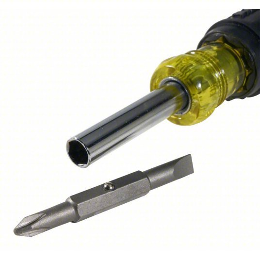 Klein 32476 Multi - Bit Screwdriver Phillips/Slotted Tip, #1/1/4 in/#2/3/16 in Tip Size, 4 Tips - KVM Tools Inc.KV5LL45