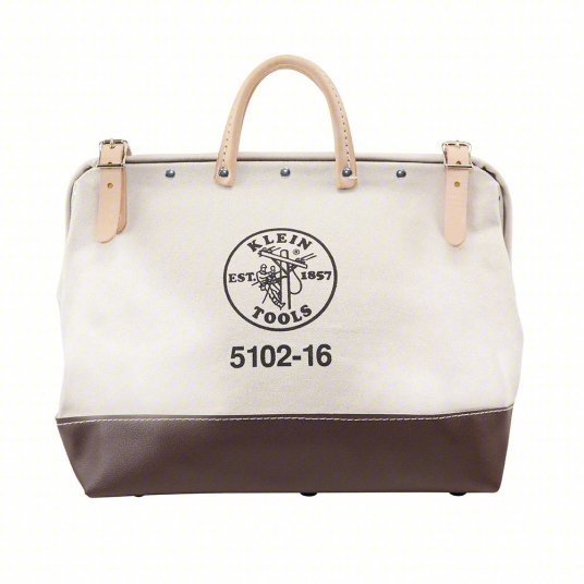 Klein 5102 - 16 Tool Bag Canvas, 1 Pockets, 16 in Overall Wd, 6 in Overall Dp, 14 in Overall Ht, Brown - KVM Tools Inc.KV5LL47