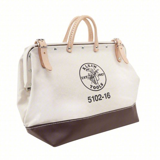 Klein 5102 - 16 Tool Bag Canvas, 1 Pockets, 16 in Overall Wd, 6 in Overall Dp, 14 in Overall Ht, Brown - KVM Tools Inc.KV5LL47
