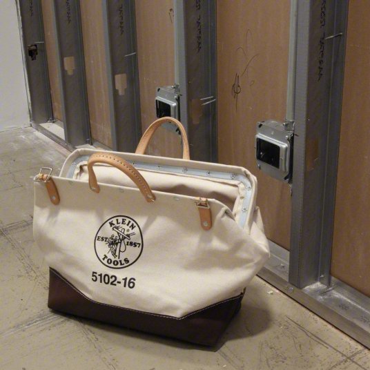 Klein 5102 - 16 Tool Bag Canvas, 1 Pockets, 16 in Overall Wd, 6 in Overall Dp, 14 in Overall Ht, Brown - KVM Tools Inc.KV5LL47