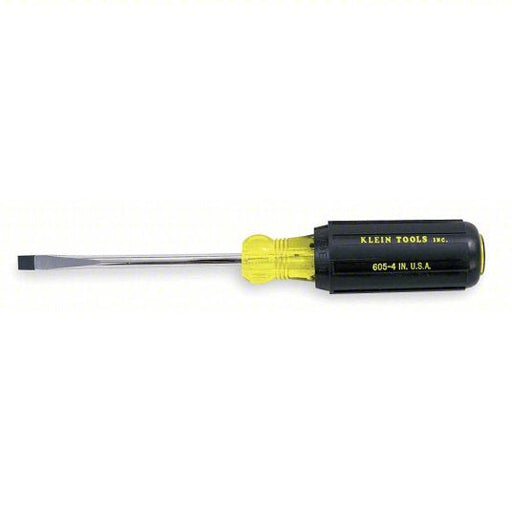 Klein Tools 605 - 4 General Purpose Slotted Screwdriver 1/4 in Tip Size, 8 1/4 in Overall Lg, 4 in Shank Lg - KVM Tools Inc.KV5LL57