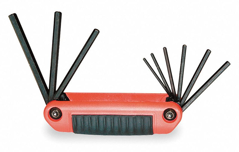 Eklind 25912 Hex Key Set, 1 - 5 Pieces, Fold-Up Hex, Folding, SAE, Std End, Short, 1 Pieces, Black Oxide