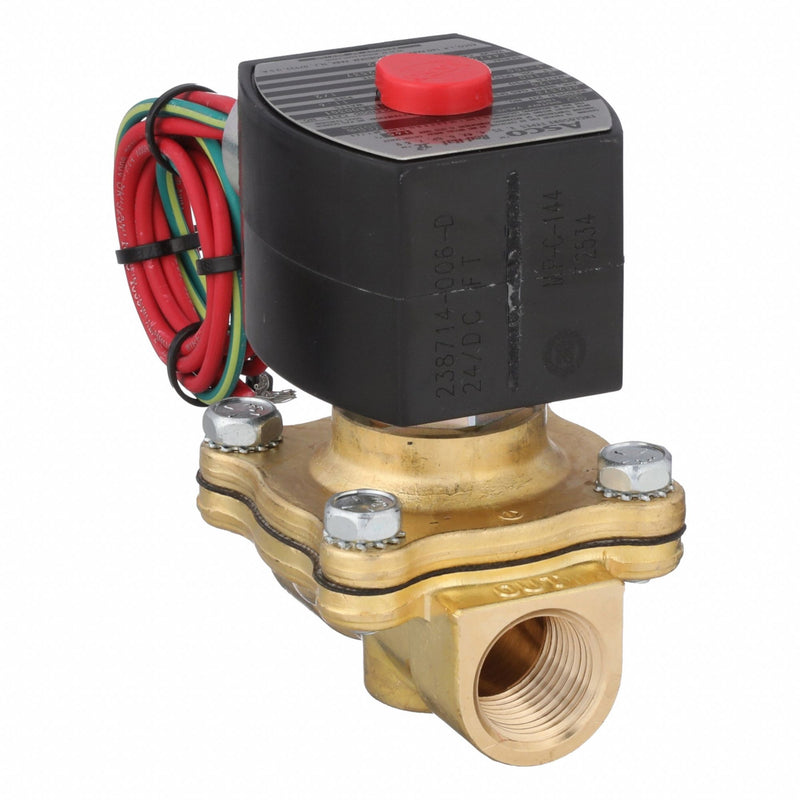 Redhat (ASCO) EF8210G002 Explosion-Proof Solenoid Valve, 2-Way Normally Closed, 1/2 in NPT, Brass Body, NBR Seal, 24 V DC, 6.1 W, Pilot Operated