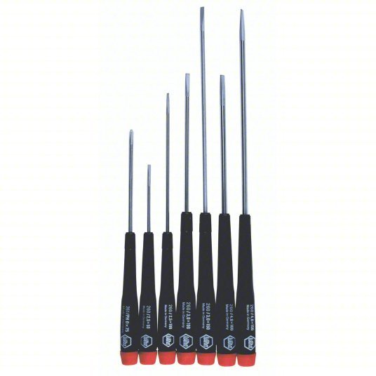 Wiha 26092 Precision Screwdriver Set 7 Pieces, Phillips/Slotted Tip, 1/8 in/3/32 in/5/32 in Tip Size - KVM Tools Inc.KV5LW55