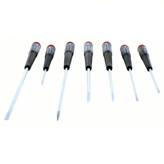 Wiha 26092 Precision Screwdriver Set 7 Pieces, Phillips/Slotted Tip, 1/8 in/3/32 in/5/32 in Tip Size - KVM Tools Inc.KV5LW55