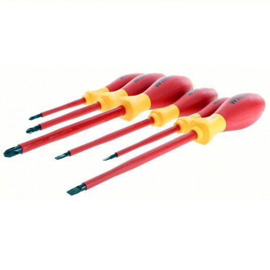 Wiha 32092 Insulated Screwdriver Set 6 Pieces, Phillips/Slotted Tip, 3 mm/4.5 mm/6.5 mm Tip Size - KVM Tools Inc.KV5LW89