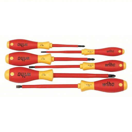 Wiha 32092 Insulated Screwdriver Set 6 Pieces, Phillips/Slotted Tip, 3 mm/4.5 mm/6.5 mm Tip Size - KVM Tools Inc.KV5LW89