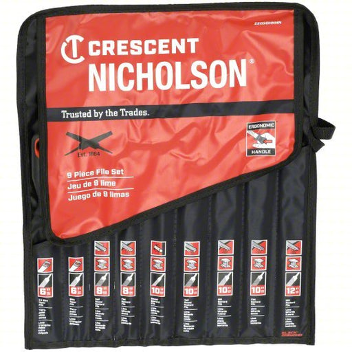 Nicholson 22030HNNN 9 Piece 6", 8", 10" & 12" Maintenance File Set with Ergonomic Handles - KVM Tools Inc.KV5LZ87