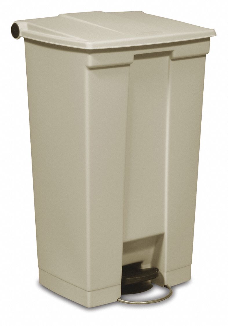 Rubbermaid FG614600BEIG Step-On Trash Container, Plastic, 23 gal Capacity, Tan