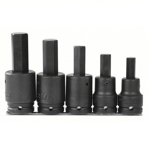Proto J07595 Impact Socket Bit Set SAE, 3/4 in Drive Size, 5 Pieces, 9/16 into1 in Range of Tip Sizes - KVM Tools Inc.KV5ME81