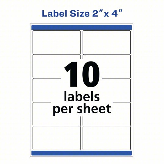 Avery 727825523 Laser Label 5523, White, 2 in Ht, 4 in Wd, 10 Labels per Sheet, 5 Pkg of 500 - KVM Tools Inc.KV5NHH3