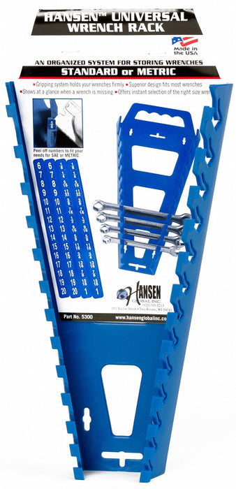 Hansen 5300 Wrench Rack, Blue, 6 1/2 in Overall Wd, 12 1/4 in Overall Lg, Plastic, Wrenches