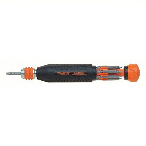 Megapro 181ML-B Multi-Bit Screwdriver #0/#1/#2/#3/#4/#6/T10/T15/T20/T25 Tip Size, 12 Tips, Locking - KVM Tools Inc.KV5PA35