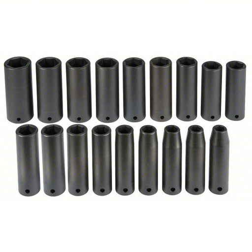Proto J72149M Impact Socket Set 1/2 in Drive Size, 18 Pieces, 10 to 27 mm Socket Size Range, (18) 6 - Point - KVM Tools Inc.KV5PZN4