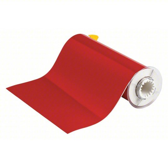 Brady 13610 Continuous Label Roll 10 in x 50 ft, Vinyl, Red, Outdoor - KVM Tools Inc.KV5RW56