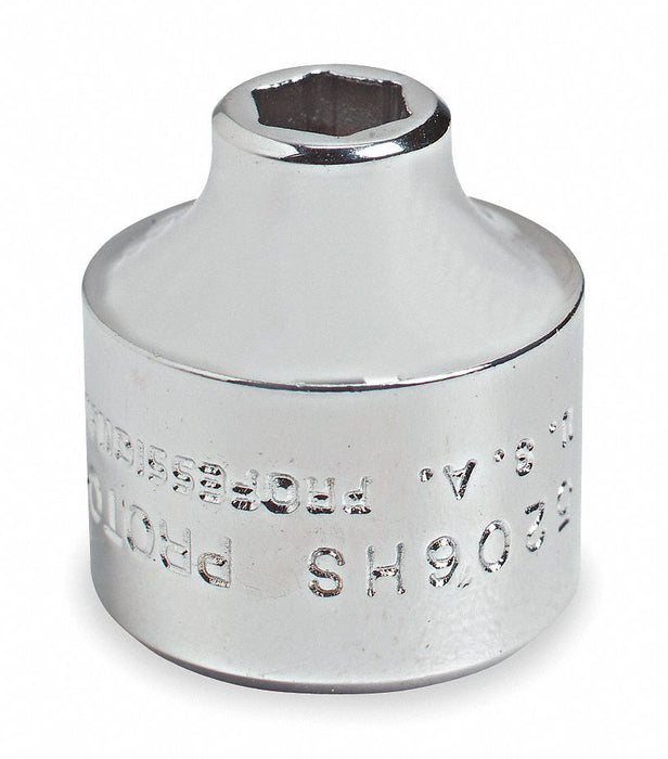 Proto J5214HS Socket, SAE, 3/8 in Drive, 7/16 in, 6-Point, Short, Chrome