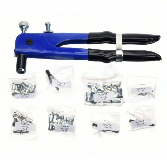 KVM Tools KV5TUW2 Rivet Nut Tool Kit 54 Pieces, 52 Rivet Nuts, Steel, Plain - KVM Tools Inc.KV5TUW2