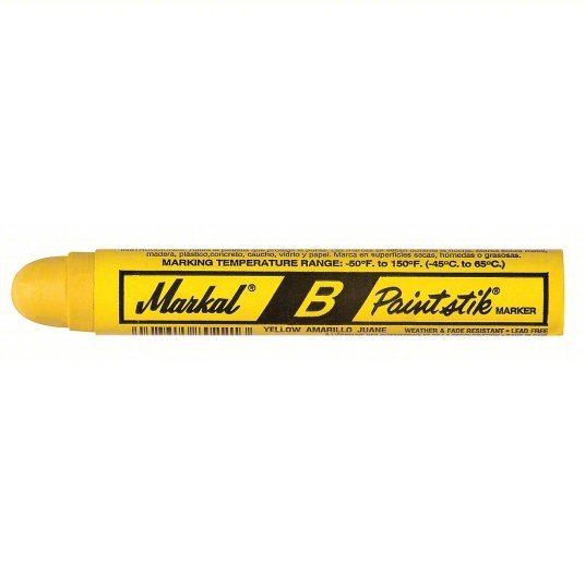 Markal 80221 Paint Crayon Rough Surfaces, 17 mm Tip Wd, Yellow, Wood Holder, 12 PK - KVM Tools Inc.KV5W536