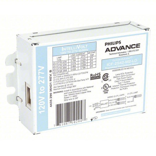 Advance ICF - 2S42 - M2 - LD - K CFL Ballast 120 to 277V AC, 1/2 Lamps Supported, 26 W_28 W_32 W_38 W_42 W Bulb Watt - KVM Tools Inc.KV5YG67