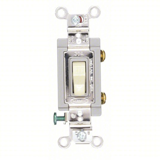 Hubbell HBL3031I Wall Switch Toggle Switch, Single Pole, Ivory, 30 A, Screw Terminals - KVM Tools Inc.KV5Z809