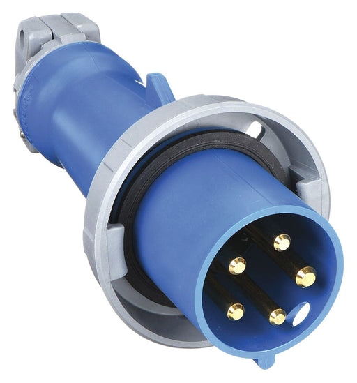 Hubbell HBL560P9W IEC Pin and Sleeve Plug, 60A, 120/208V AC, 3-Phase, 4-Pole, 5-Wire, Blue