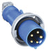 Hubbell HBL560P9W IEC Pin and Sleeve Plug, 60A, 120/208V AC, 3-Phase, 4-Pole, 5-Wire, Blue