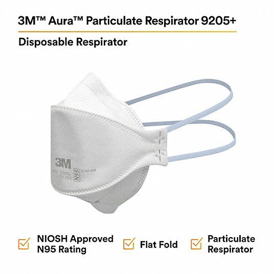3M 9205+ Disposable Respirator, Universal, N95, PK 240 - KVM Tools Inc.KV60FE78