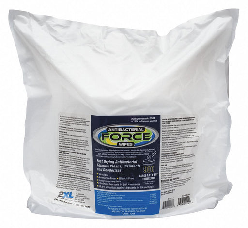 2XL 2XL401 Disinfecting Wipes, Bag, Ready to Use, Wipe, Quat, 8 in x 6 in Sheet Size, Unscented, 4 PK
