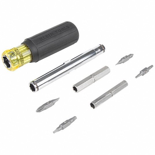Klein 32500MAG Multi - Bit Screwdriver Phillips/Slotted/Square/Torx Tip, 8 Tips, 7 3/4 in Overall Lg - KVM Tools Inc.KV60KN83