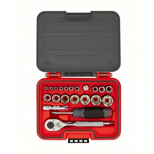 Proto J47122S Socket Set 1/4 in_3/8 in Drive Size, 22 Pieces, 3/16 in to 3/8 in Socket Size Range - KVM Tools Inc.KV60MK79