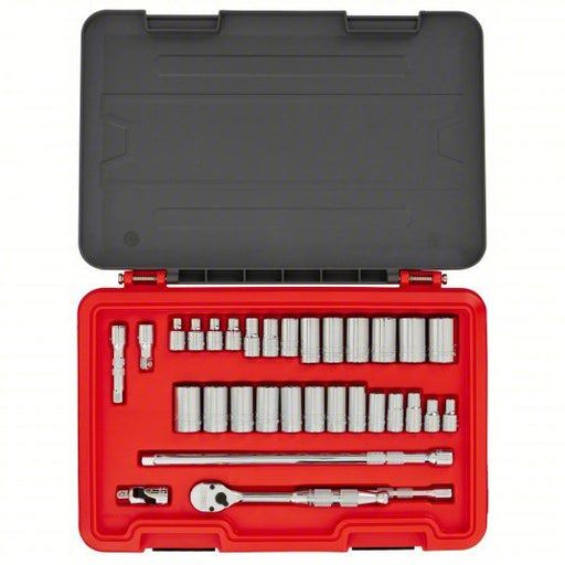 Proto J52332AS Socket Set 3/8 in Drive Size, 32 Pieces, 1/4 in to 7/8 in, 8 mm to 20 mm Socket Size Range - KVM Tools Inc.KV60ML05