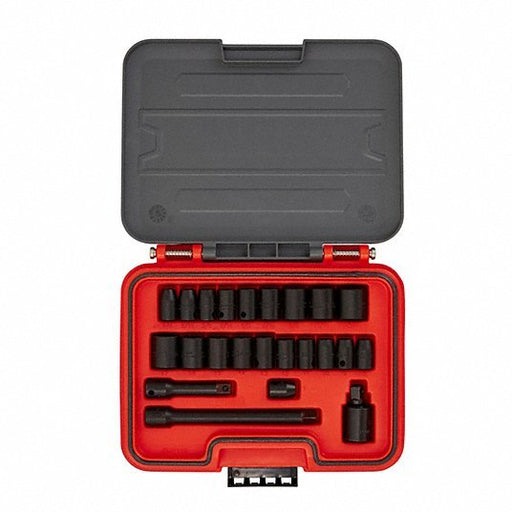 Proto J72323IM Socket Set 3/8 in Drive, 23 Piece, Metric/SAE, 1/4 in to 3/4 in, 7 mm to 17 mm - KVM Tools Inc.KV60ML18