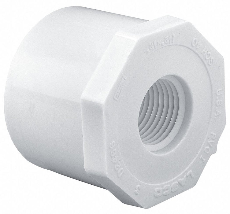 Lasco 438101BC PVC Schedule 40 Reducing Bushing 3/4 Spigot 1/2 FNPT