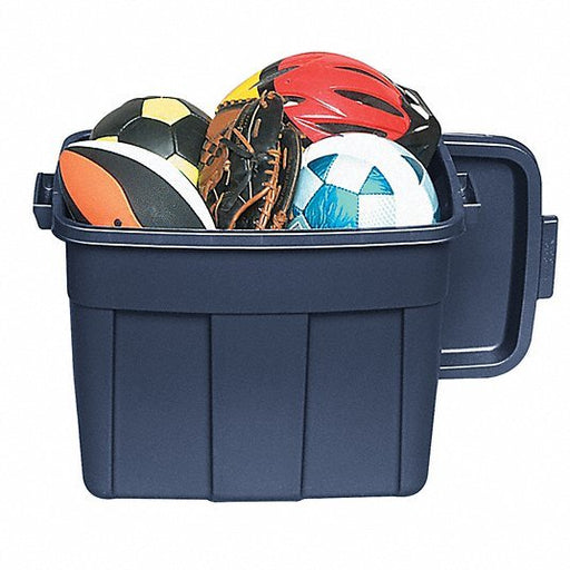 Rubbermaid RMRT180000 Storage Tote 18 gal, 23 7/8 in x 16 3/8 in x 17 1/2 in, Dark Blue/Metallic Body, Blue - KVM Tools Inc.KV60VZ20