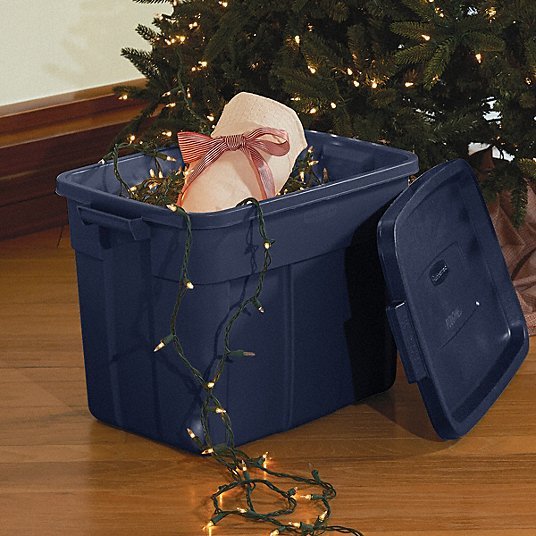 Rubbermaid RMRT180000 Storage Tote 18 gal, 23 7/8 in x 16 3/8 in x 17 1/2 in, Dark Blue/Metallic Body, Blue - KVM Tools Inc.KV60VZ20