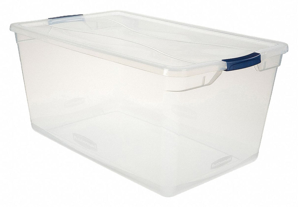 Rubbermaid RMCC950001 Storage Tote, 23.8 gal, 29 in x 17 3/4 in x 13 1/4 in, Clear Body, Clear Lid