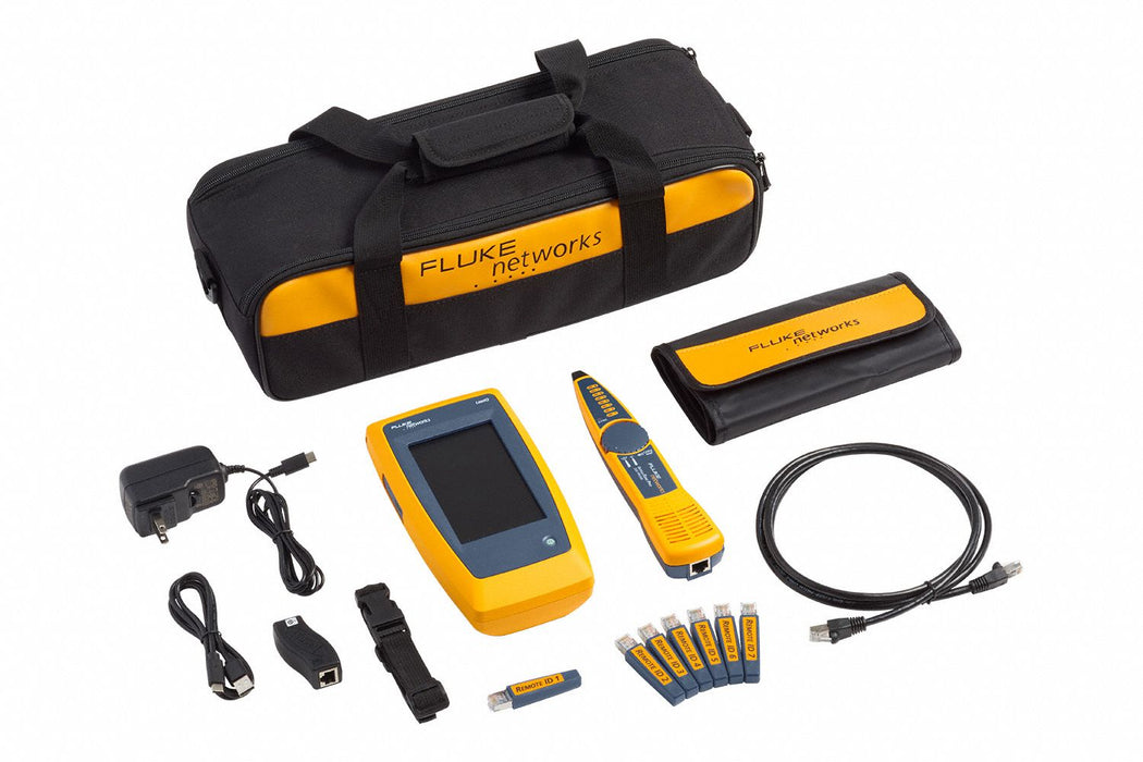 Fluke Networks LIQ-KIT LinkIQ Cable Network Tester Pro Kit, 10 GBps, RJ45, IntelliTone Probe, 1000 ft Cable Length, PoE/PoE+ Detection
