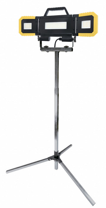 Southwire 9270 Portable LED Tripod Work Light, 8,000 lm, 3 Heads, 7 ft Tripod, 80 W, 120 V, IP65, Daisy-Chain Socket, 10 ft Cord