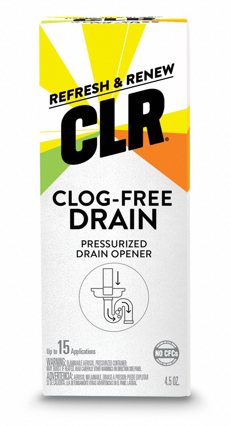 Clr G-PP-6 Pressurized Drain Opener, Aerosol Spray Can, 4.5 oz, Liquid, Unscented