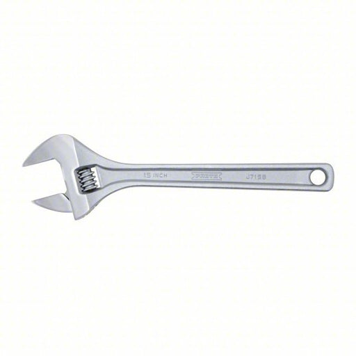 Proto J715B Adjustable Wrench: Alloy Steel, Chrome, 15 5/32 in Overall Lg, 2 1/16 in Jaw Capacity - KVM Tools Inc.KV61TH75